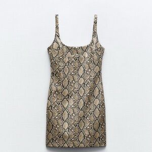 Faux Leather Snakeskin Print Dress